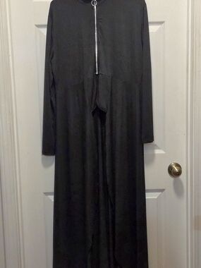 Black Long Zip-Front Maxi Dress/Jacket